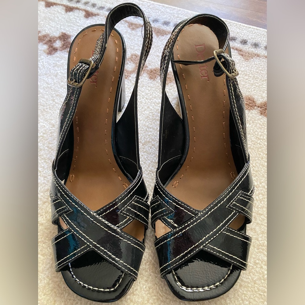 Black patent sandals